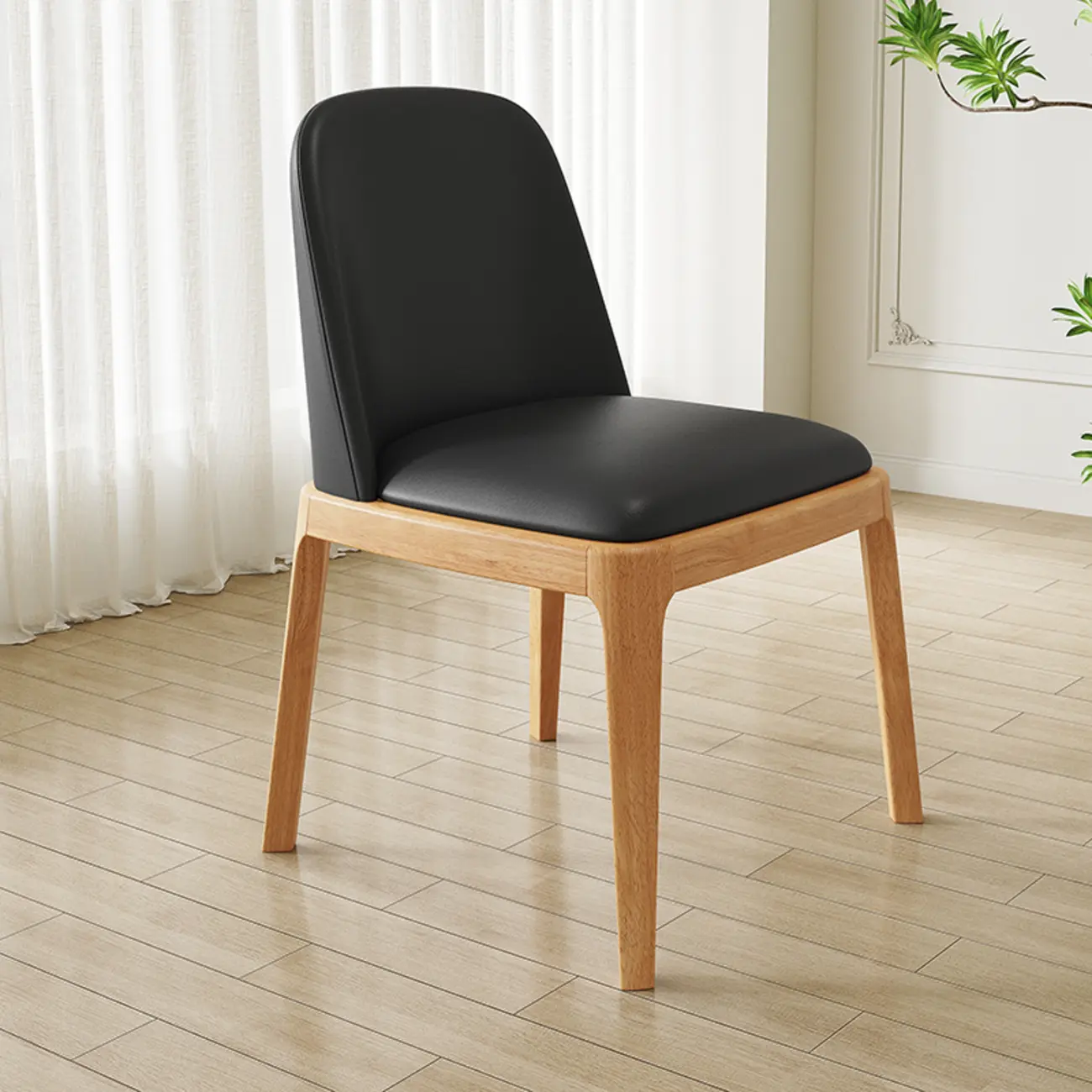 Modern Rubber Wood Upholstered Dining Chair Set of 2