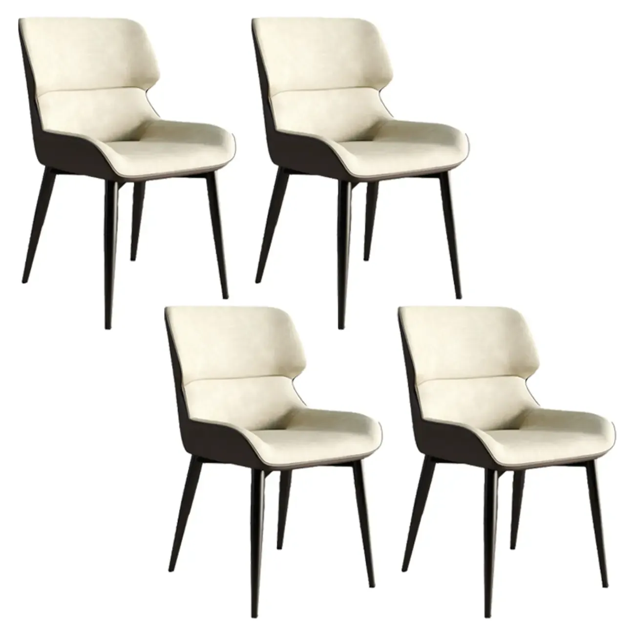 Leather Low Solid Back Armless Dining Side Chair