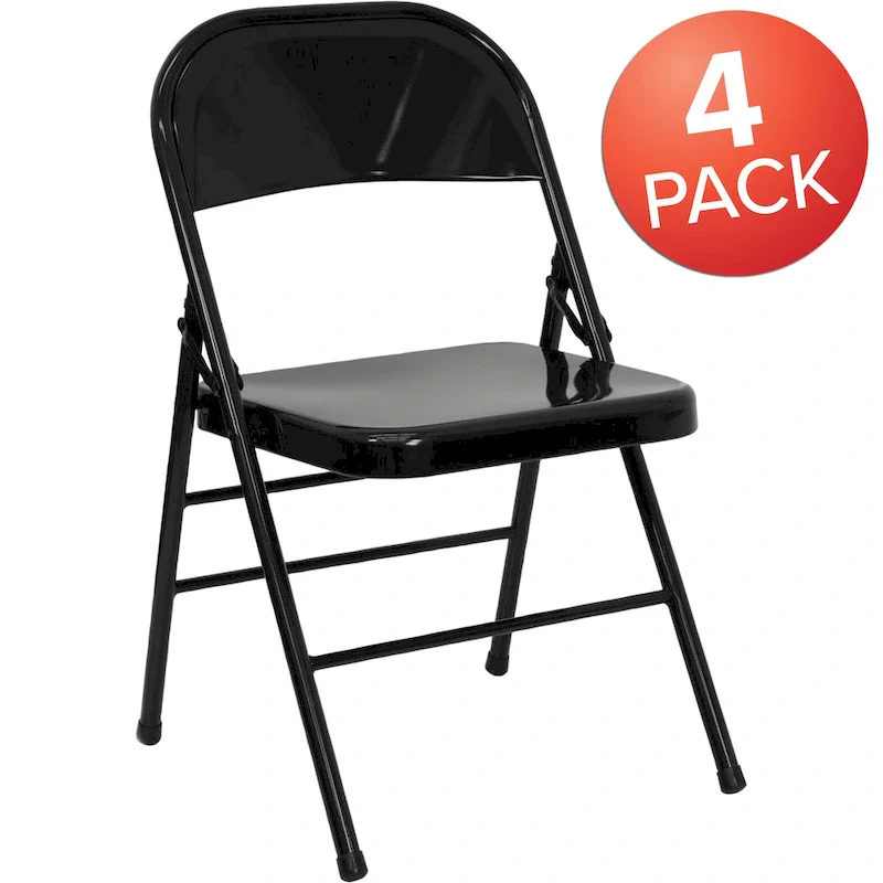 4 Pack Triple Braced & Double Hinged Metal Folding Chair