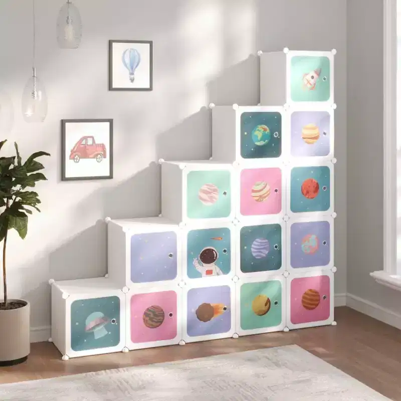 White 15-Cube Kids Storage Organizer Bookcase