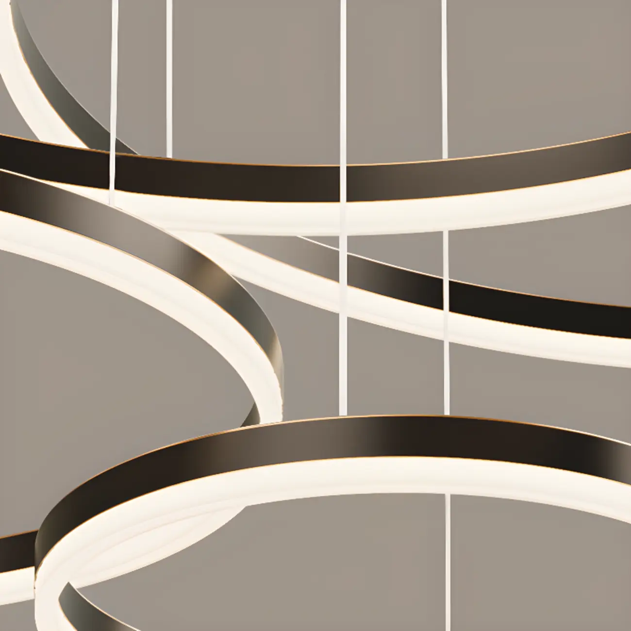 Modern Gold Multi-Circle Tiered Metal Ring LED Chandelier