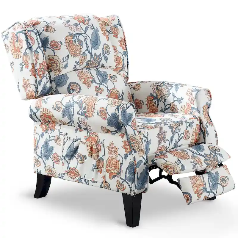 HOMYKA Polyested Upholstered Pushback Recliner Accent Chair Wingback Armchair