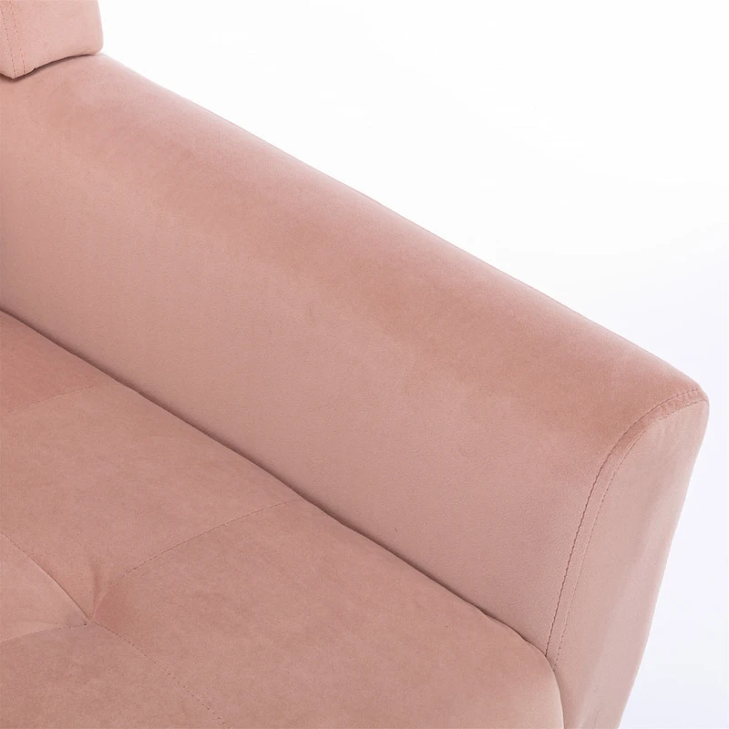 Pink Velvet Modern 29.5 Tufted Accent Chair with Wood Legs
