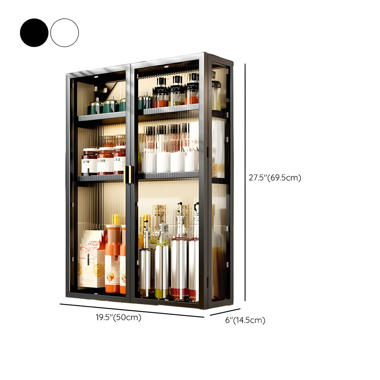 Kitchen Black Modern Metal Floating China Cabinet