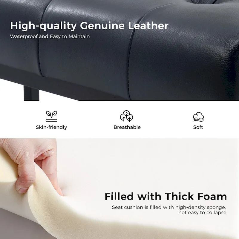 Alicia Classic Genuine Leather Durable Easy Suitable Bedroom Bench by HULALA HOME