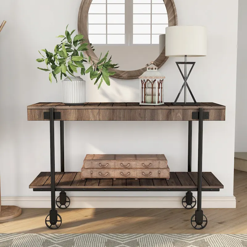 Hyssop Farmhouse 47-inch Metal 1-Shelf Console Table by Furniture of America