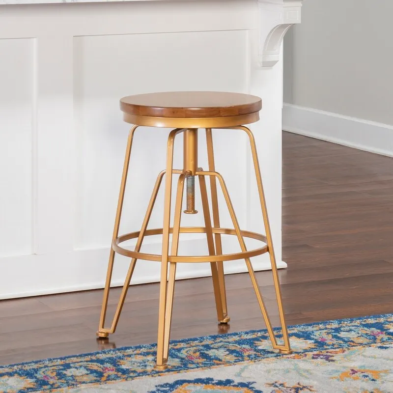 Wood and Metal 25-29 Inch Adjustable Stool