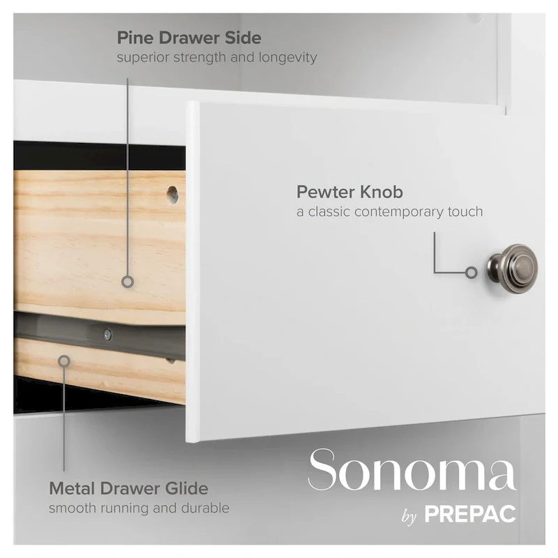 Prepac Monterey 6 Drawer Dresser for Bedroom, Tall Chest of Drawers, Bedroom Furniture, Clothes Storage and Organizer