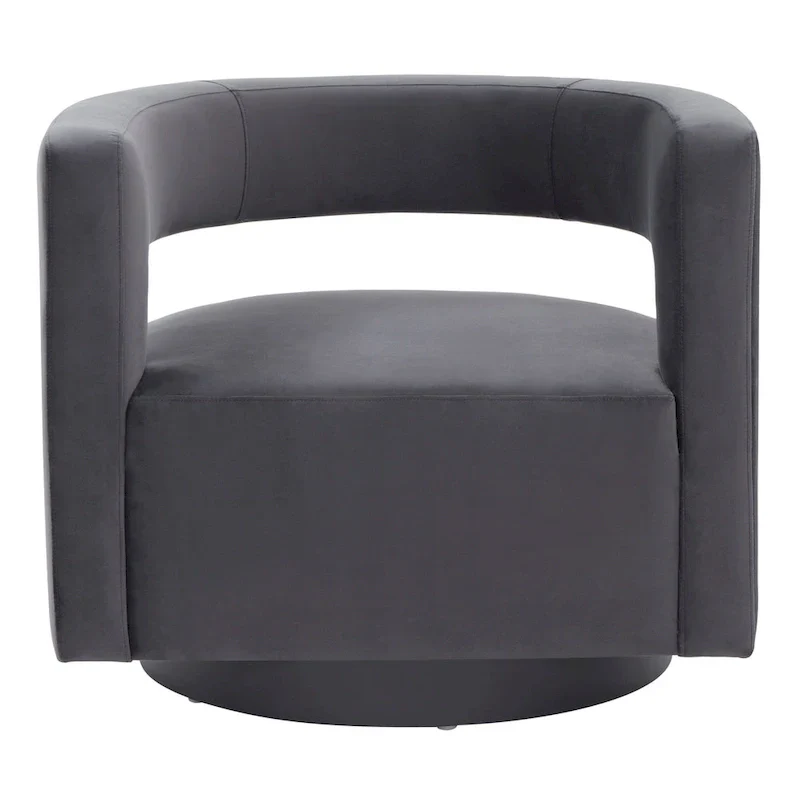 Upholstered Swivel Chair with Cut-Out Back