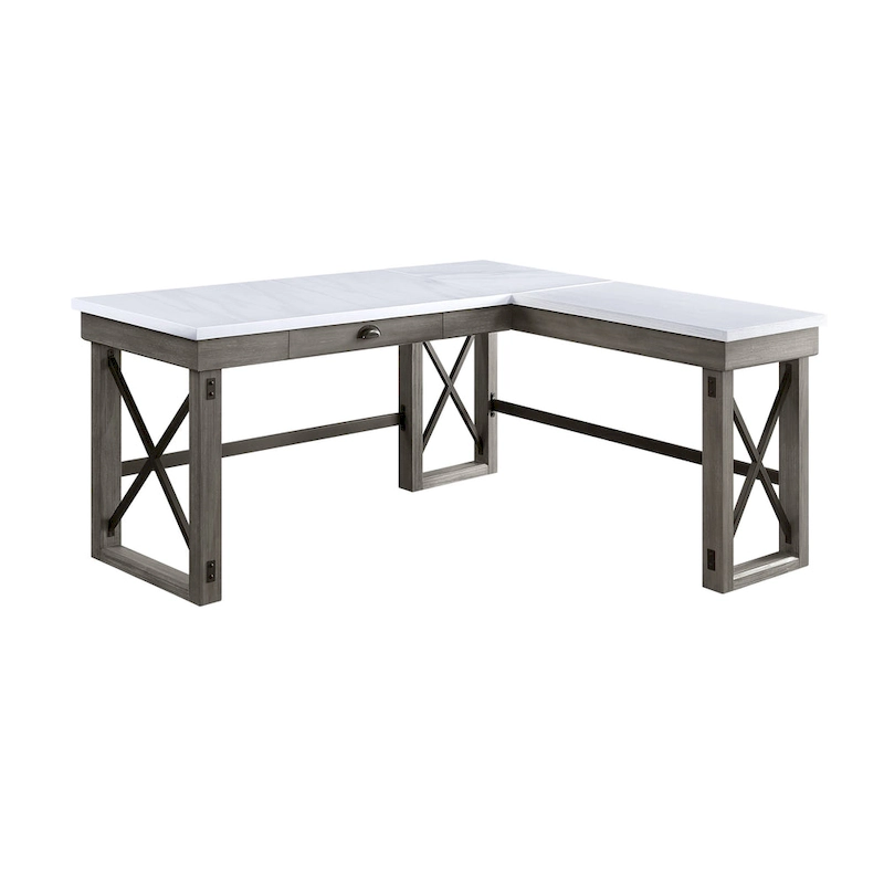 Talmar Marble Top Weathered Gray Finish Writing Desk with Lift Top
