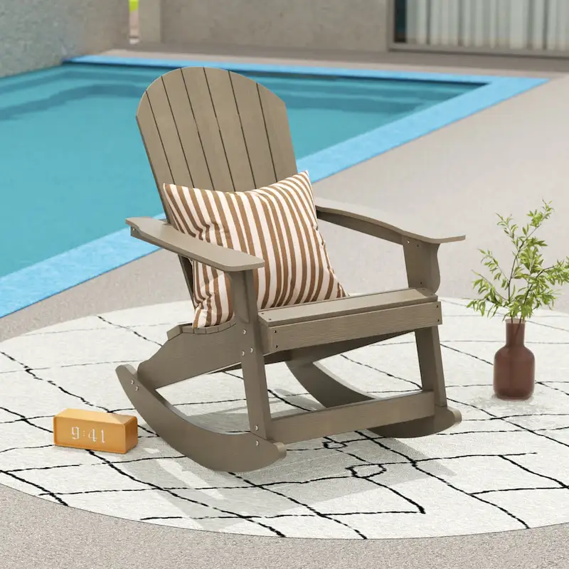 Polytrends Vineyard HIPS Outdoor Eco-Friendly All Weather Seashell Rocking Adirondack Chair
