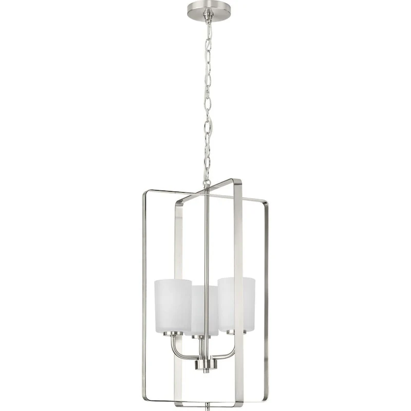 League Collection Three-Light Nickel Farmhouse Foyer Chandelier Light - 16 in x 15 in x 25.62 in