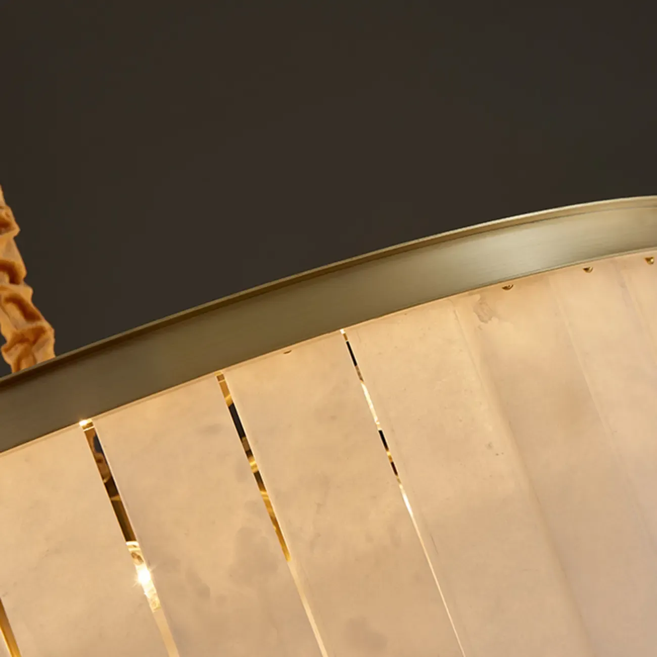 Classic Gold Tiered Circular Alabaster Chandelier