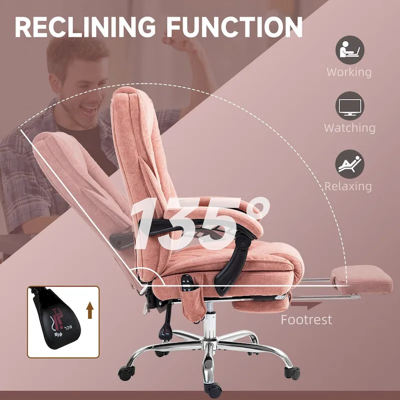 Vinsetto Massage Office Chair with 6 Vibration Points, Heated Reclining Computer Chair, Swivel Desk Chair