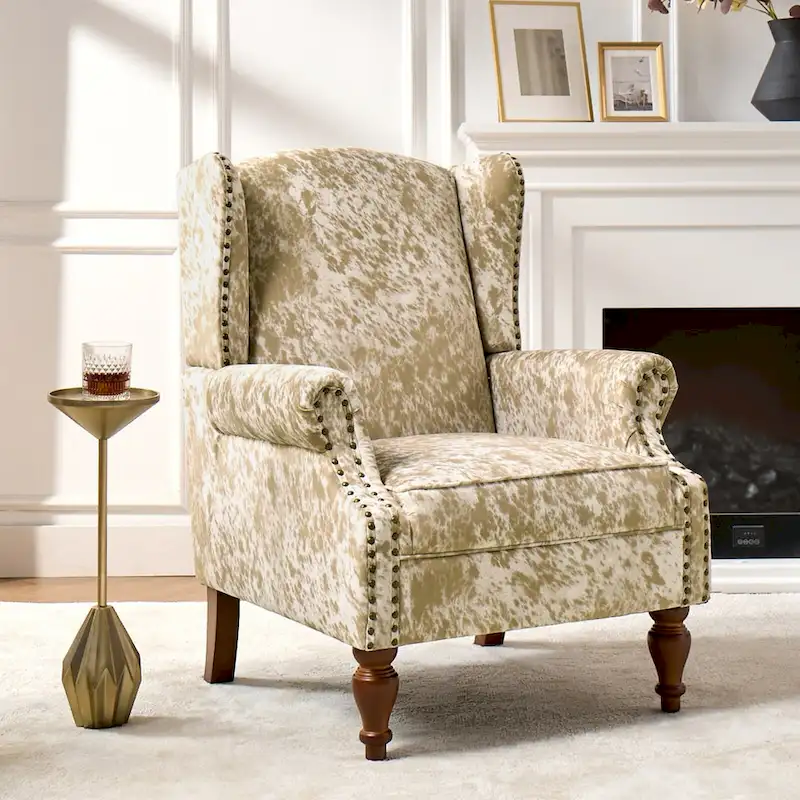 Ivan Traditional Animal Pattern Armchair with Nailhead Trim by HULALA HOME