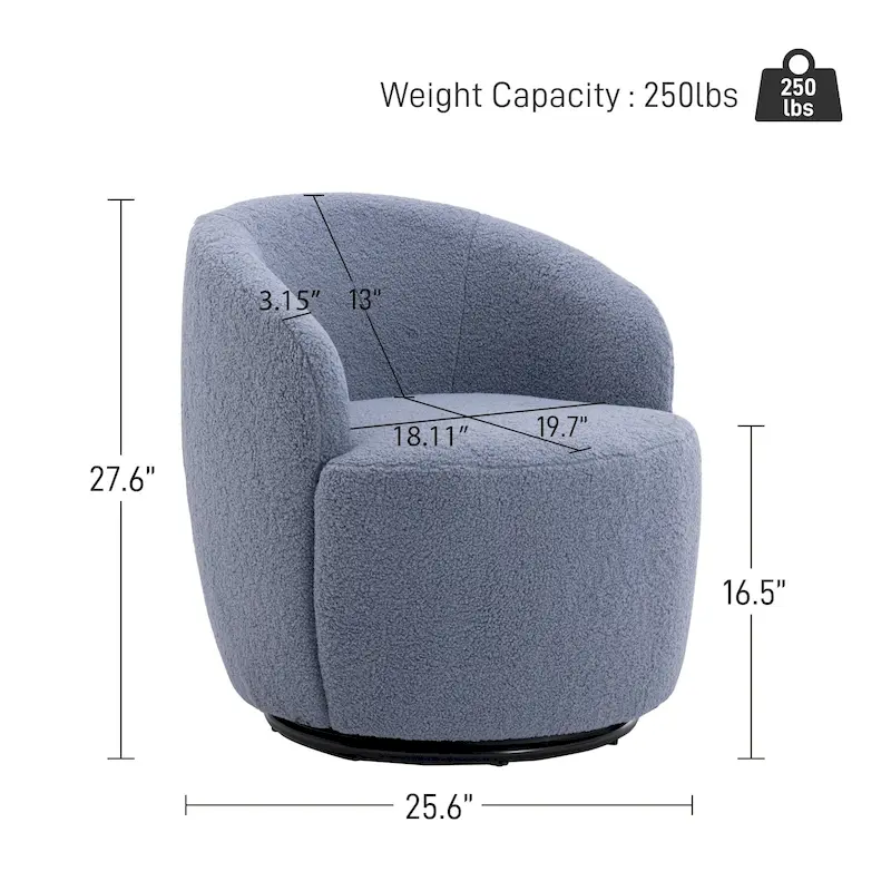 Ouyessir Modern Teddy Upholstered Swivel Barrel Chair(Set of 2)