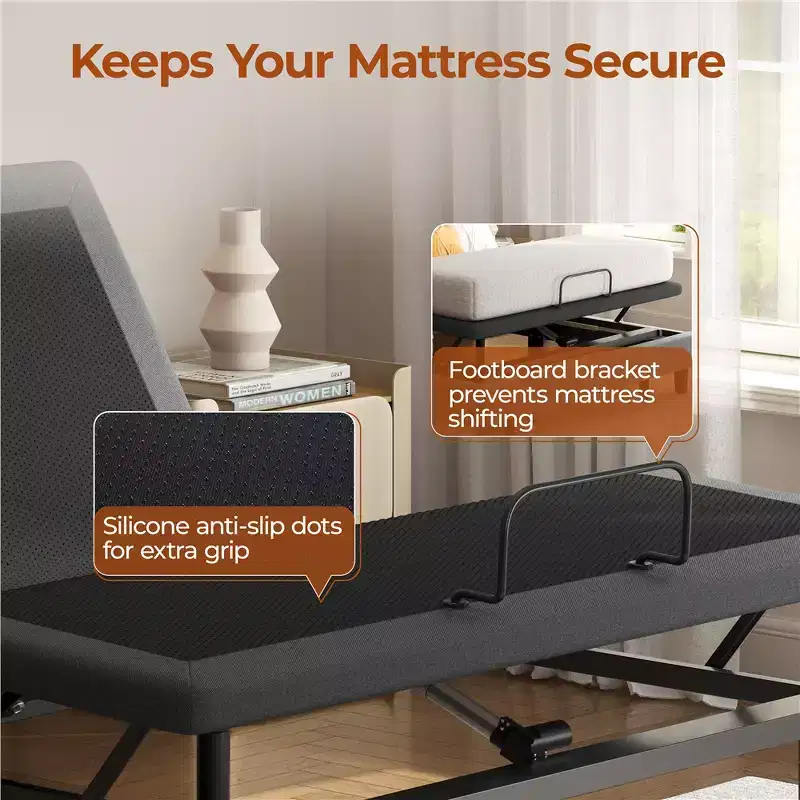 Yaheetech Upholstered Adjustable Bed Frame with Independent Head andFoot Incline