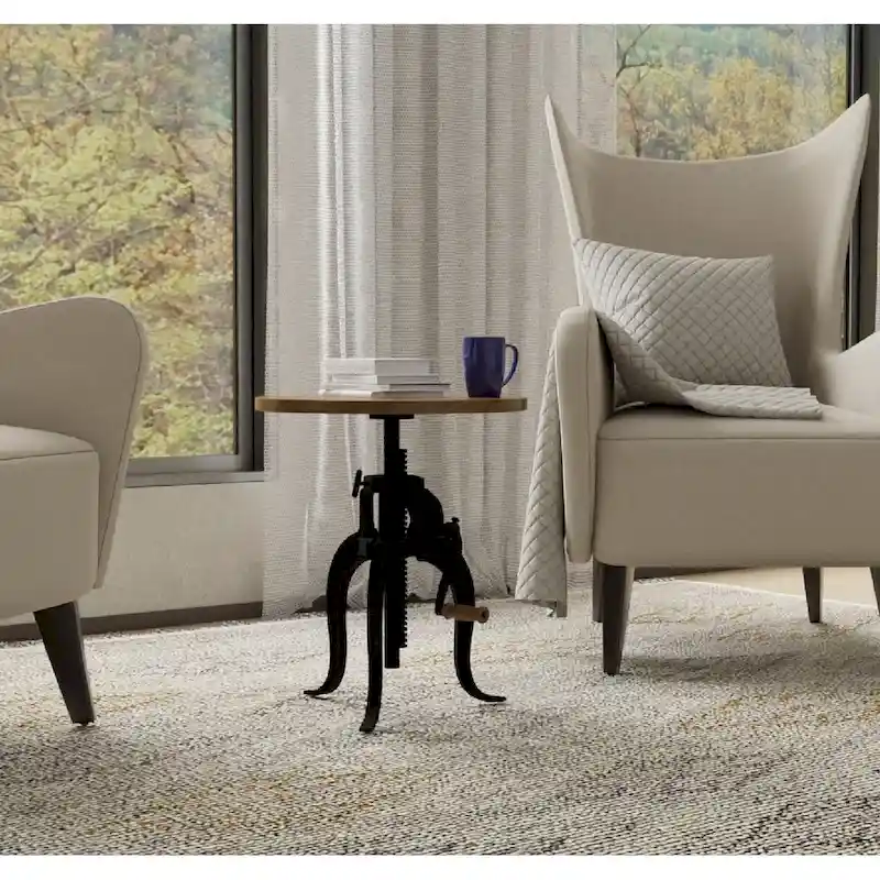 Carolina Living Regan Adjustable Accent Table - Chestnut Top - Black Base