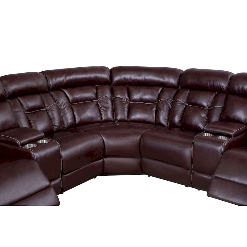 Mid-century Modern Faux Leather Upholstered Reclining Sectional Sofa