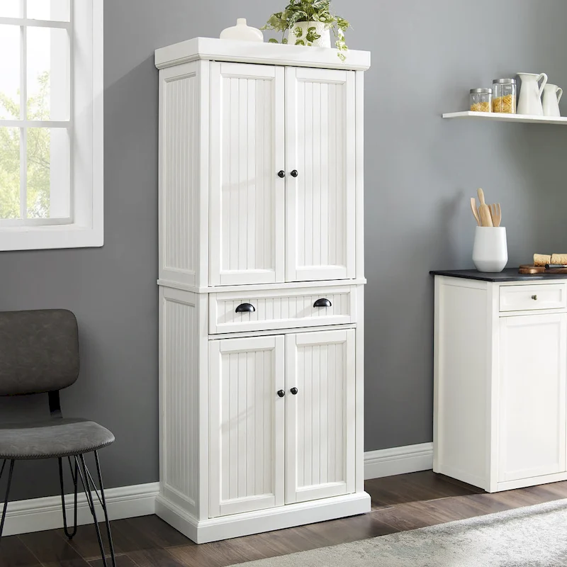 Crosley Seaside Distressed White Kitchen Pantry