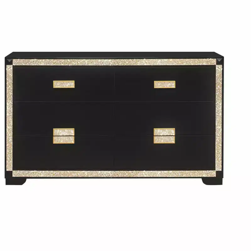 HomeStock 20.25 in.H Chip Board Horizontal Dressers with 4 - Drawers in Black