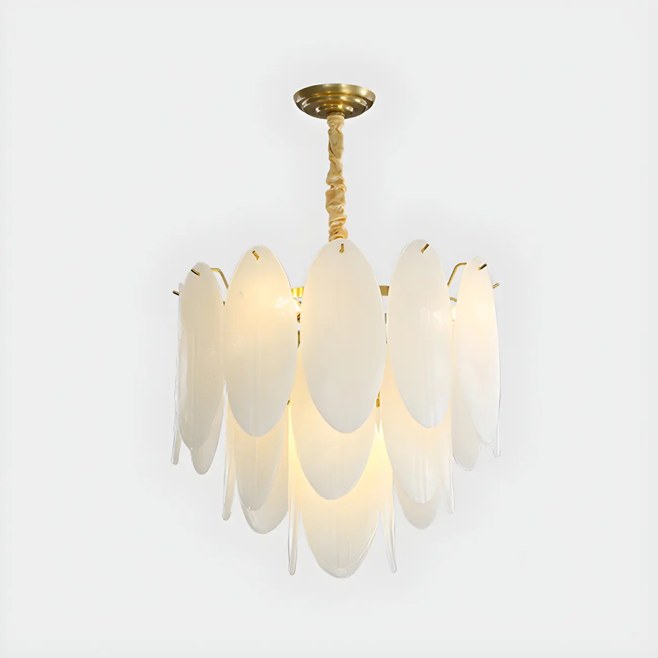 White Oval Glass Minimalist Modern Chandelier Light