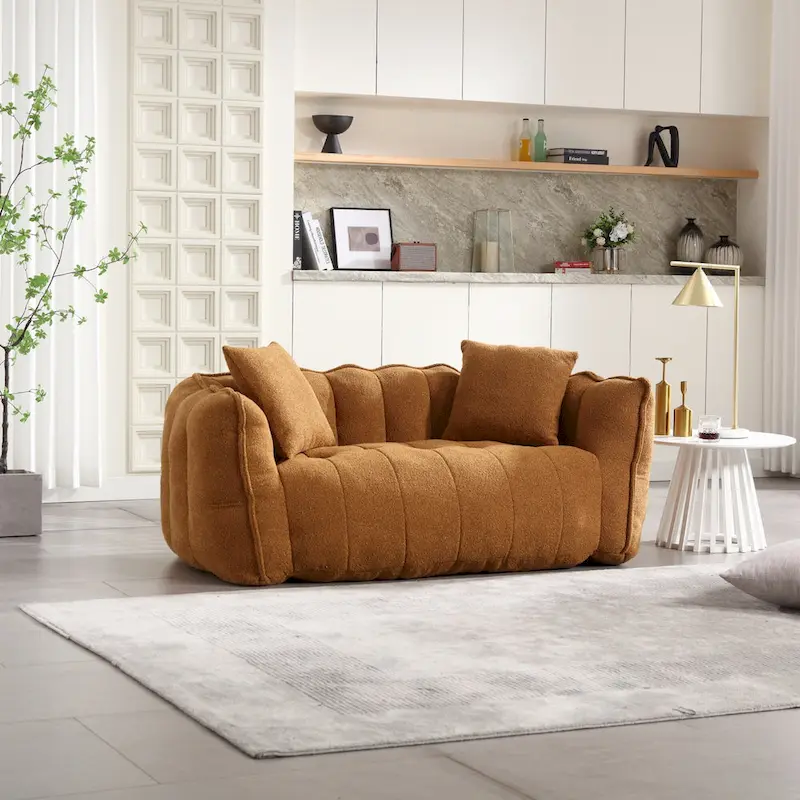Yellow Modern 65 Chenille Loveseat