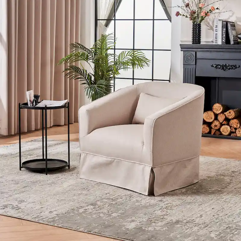 Swivel Barrel Chair with Ottoman