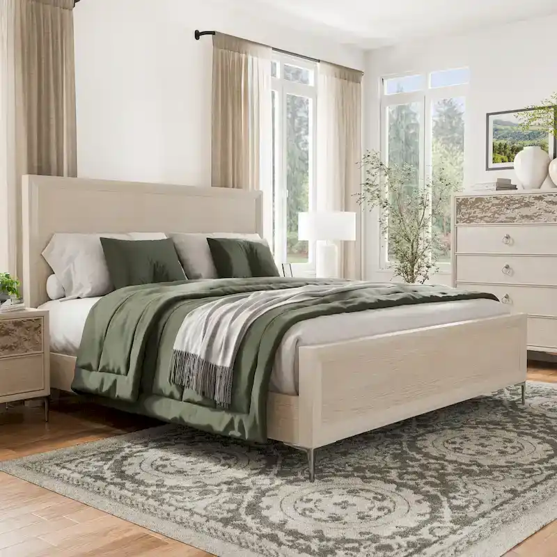 Modern Solid Wood Panel Bed