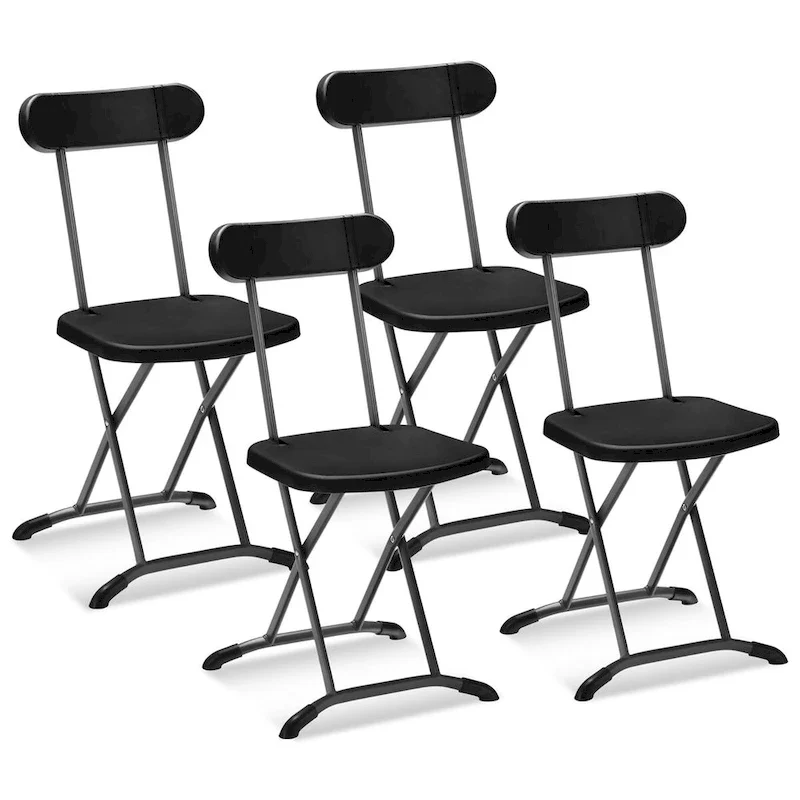 Gymax 4-Pack Folding Chair w/ Metal Curved Feet Wide Seat & Ergonomic