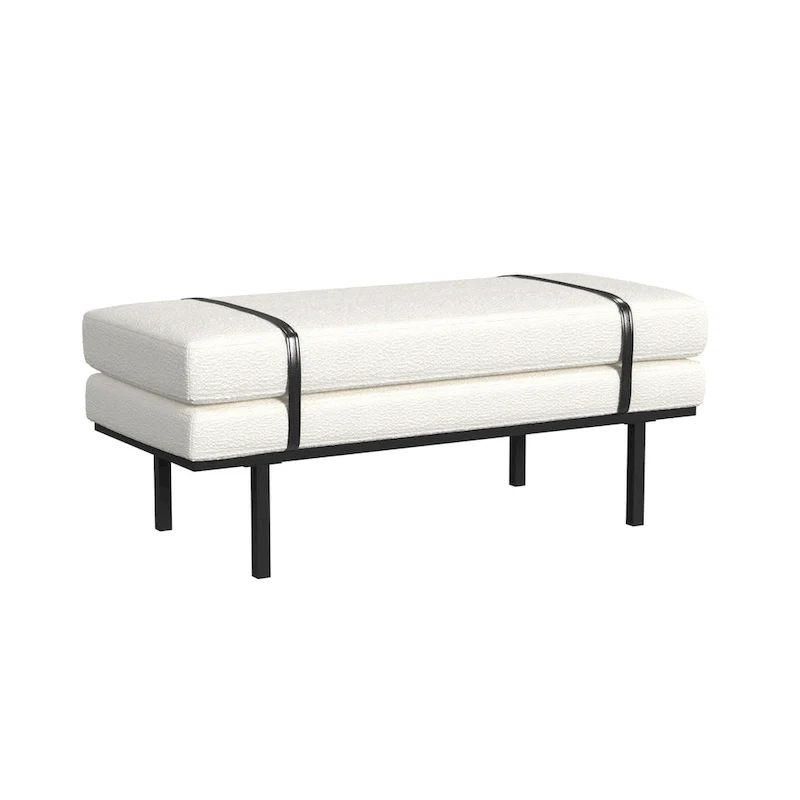 HomePop upholstered Bench with Metal Base - Cream Boucle