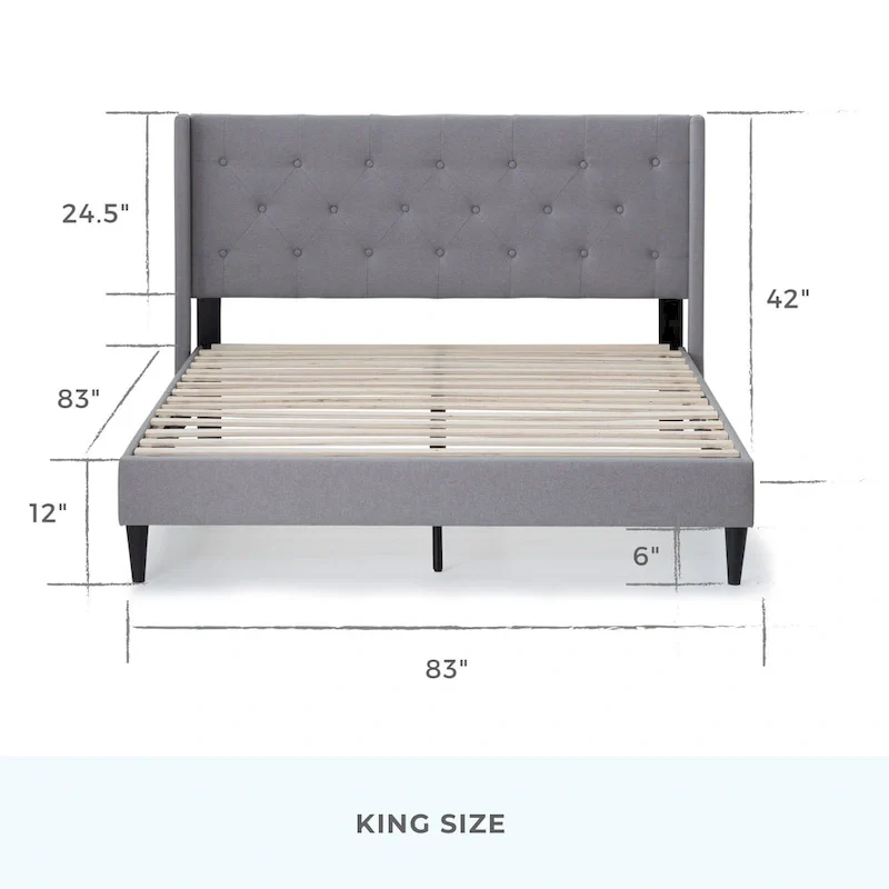 Brookside Isabelle Button Tufted Wingback Upholstered Bed