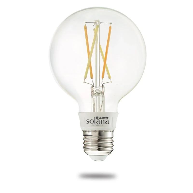 Bulbrite Solana 2-Pack G25 WiFi Connected Edison Filament LED Smart Light Bulb, Clear - Tunable White