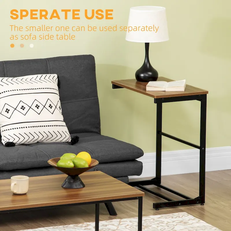 Industrial Coffee Table Set With Metal Frame & Adjustable Foot Pads