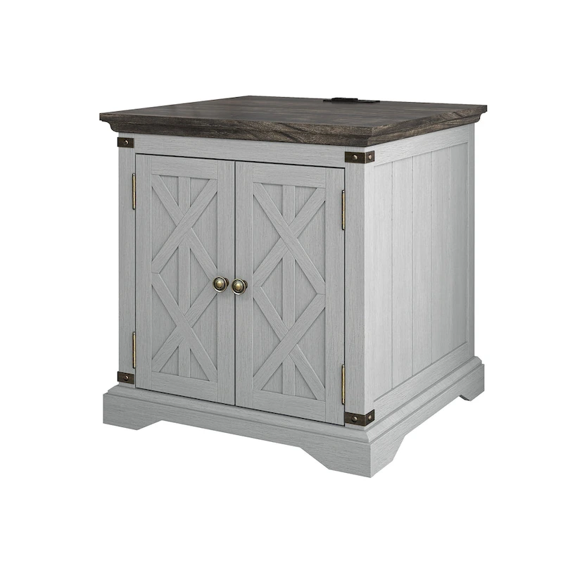 Farmhouse End Table with Charging Station - 25 in Height