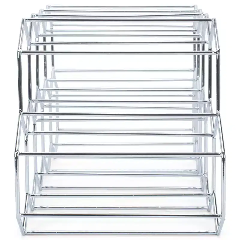 Nat & Jules Honeycomb Silver Tone Iron Metal Tabletop Wine Rack - Holds 9 Bottles