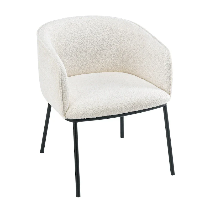 Set of 1 Boucle Upholstered Accent Barrel Armchair