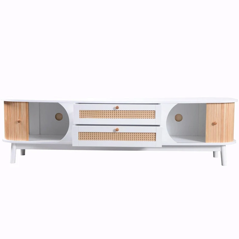 Modern Farmhouse Media Console with Solid Wood Legs