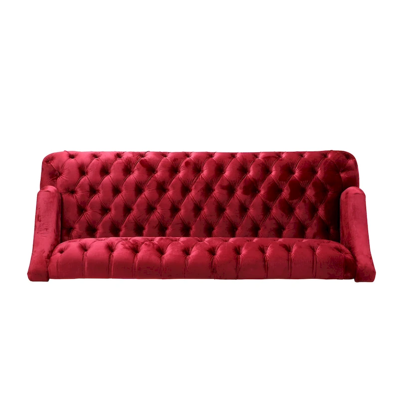 Modern 73.25 Button Tufted 3-Seater Sofa with Birch Legs