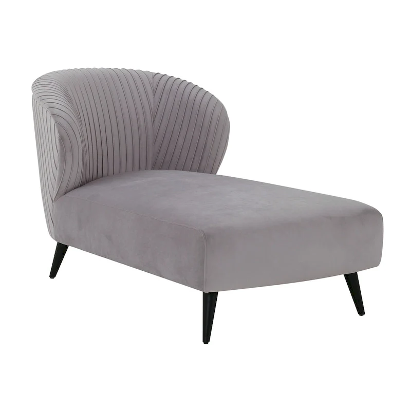 Pleated Velvet Upholstered Chaise Lounge
