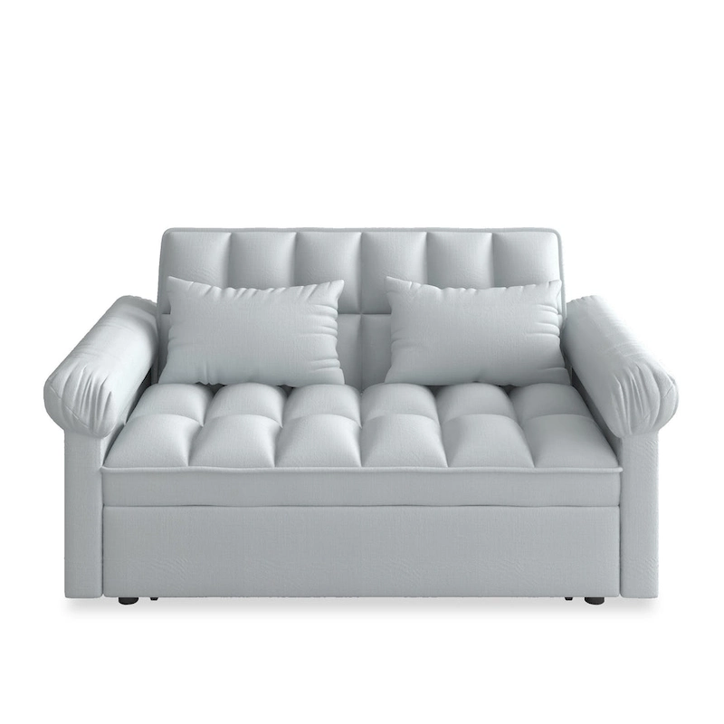 56 Foam 2-Seater Sofa Bed with Pull-Out Sleeper and Adjustable Backrest