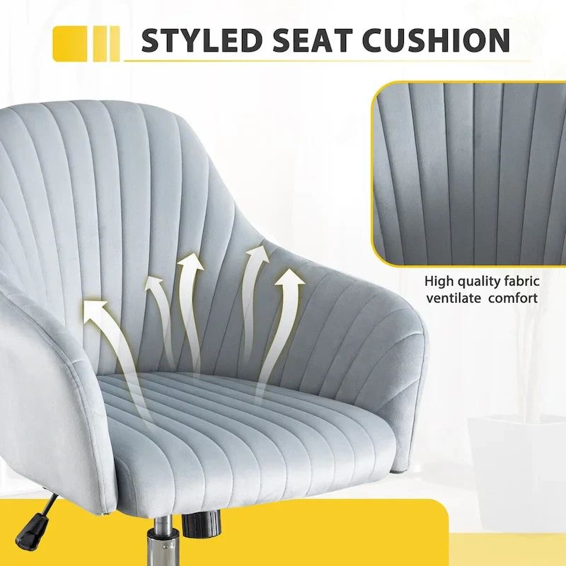 Accent chair Modern home office leisure chair with adjustable velvet height and adjustable casters