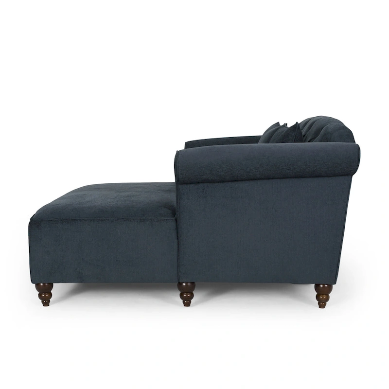 Charcoal 66 Upholstered Loveseat Chaise Lounge Chair with Birch Legs