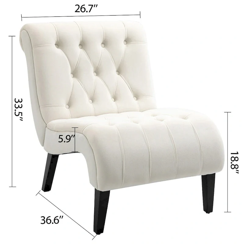 Set of 2 Armless Accent Upholstered Lounge Chair