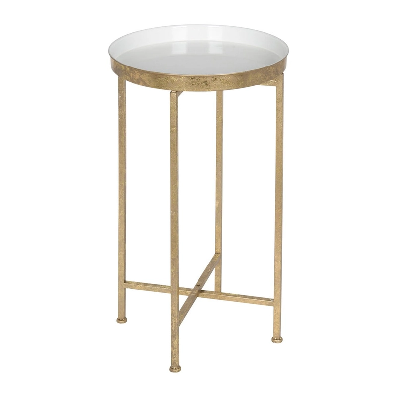 Kate and Laurel Celia Round Metal Foldable Tray Accent Table