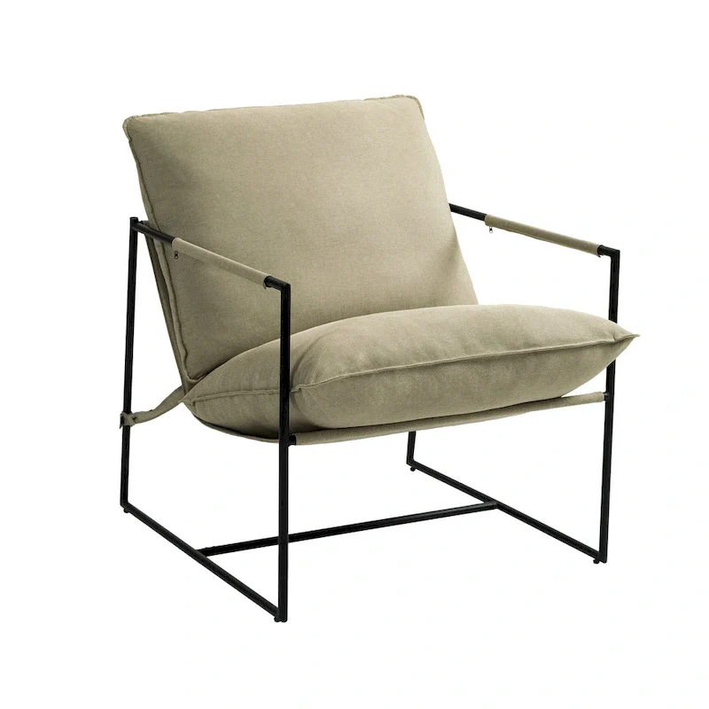Metal Framed Accent Chair Sling Armchair with Bag Cushion