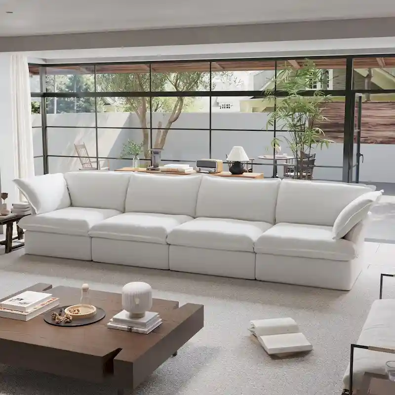 Modern Comfy Cloud Sofa Couch, Minimalist Down-Filled Sectional Sofas Couches, Cushion Covers Removable