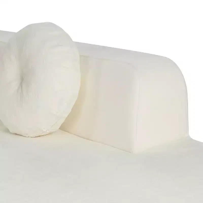 Whisen 122'' Extra Large Sectional Sofa, Elegant Fabric Upholstery Sofa Couch with Three Round Cushions , High-Resilience Foam