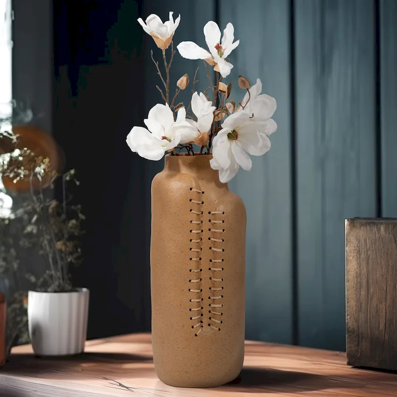 Sagebrook Home Neutral Textured Ceramic Artisan Vase