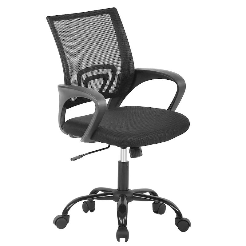 Ergonomic Swivel Office Chair, Black, Mesh Back, Adjustable Height, Seats 1
